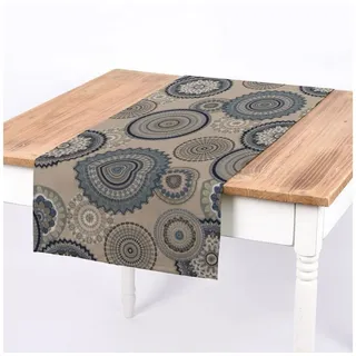 SCHÖNER LEBEN. Tischläufer SCHÖNER LEBEN. Tischläufer Mandala natur blau 40x160cm, handmade beige|blau
