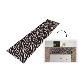 MuchoWow Küchenläufer Zebra - Schwarz - Rosa, aus Kunststoff, Küchenteppich, Läufer für Küche, Rutschfest, Küchendeko, 200x50 cm rosa|schwarz 200 cm x 50 cm