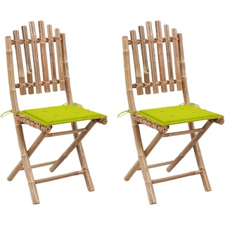 Klappbare Gartenstühle 2 Stk. mit Kissen Bambus, Gartenstühle Modern Design DE
