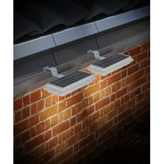 2 Stück Solarleuchten LED Wandlampen Zaunleuchte Lichtsensor Dachrinnen Lampe
