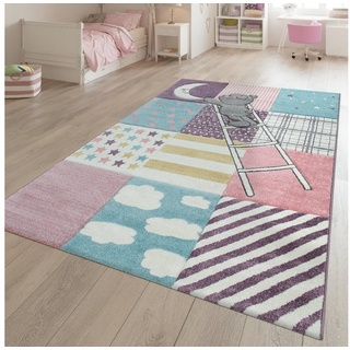 Kinderteppich Spielteppich Kinderzimmer Bunt Rosa Karo Muster, TT Home, quadratisch, Höhe: 16 mm rosa