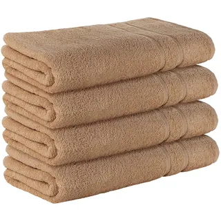 StickandShine 4er SET Premium Frottee Saunatuch 80x200 cm in hellbraun in 500g/m2 aus 100% Baumwolle