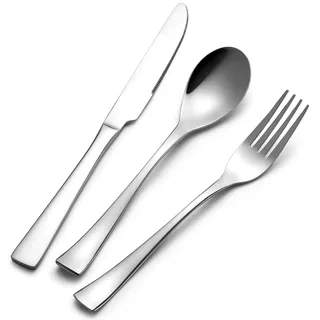 RISON-Titanium Besteck Set, 3-teiliges Titan Essbesteck Set mit Messer Gabel Löffel, Elegantes Tafelbesteck für Restaurant/Party/Camping, Spülmaschinenfest