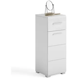 Newroom Kommode Weiß Hochglanz 30 cm, Kommode Weiß Hochglanz Modern Badschrank Standschrank Bad weiß