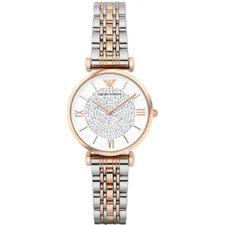 Emporio Armani Uhr für Damen , Zweizeiger Uhrwerk, 32mm Rose Gold Edelstahlgehäuse mit Edelstahlarmband, AR1926