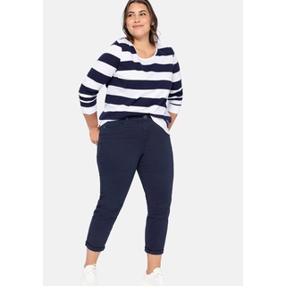 Stretch-Hose SHEEGO "Große Größen" Gr. 52, Normalgrößen, blau (marine) Damen Hosen 5-Pocket-Hose Röhrenhosen