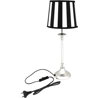 DRULINE Tischlampe - Tischleuchte - Lampe - Nachttischlampe - mit Lampenschirm schwarz/weiß - 1 x E27 OHNE Leuchtmittel - B/H/T ca. 18 x 48 x 18 cm - Shabby Chic - Vintage