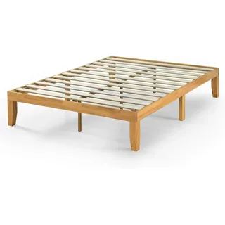 Zinus Moiz Bett 180x200 cm - Höhe 35 cm mit Stauraum unter dem Bett - Holz Plattform Bettrahmen mit Holzlattenrost - Natural Brown