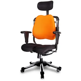 Harastuhl® - Orthopädischer Stuhl - Zen- natürliche S-Form unterstützt den gesamten Rücken - Gesundheits Bürostuhl - Office Chair - von 1,50m bis 1,95m - Druckentlastung der Bandscheiben (Orange)
