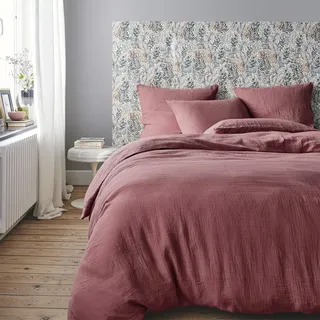 ESSIX Bettbezug, Gewaschene Baumwollgaze, Canyon Pink, 240 x 220 cm