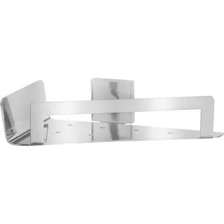 tesa EXXCLUSIV Eck-Duschablage, verchromt - Duschkorb zur Wandbefestigung ohne Bohren, inkl. Klebelösung - 220mm x 55mm x 150mm