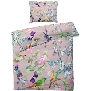 GEDAEUBA Bettwäsche 200x200 Blumen und Vogel - Botanik Bettbezug 200x200cm 3 teilig, Wendebettwäsche und Kissenbezug 80x80, Weiche & Angenehme Mikrofaser Bettwäsche-Sets mit Reißverschluss