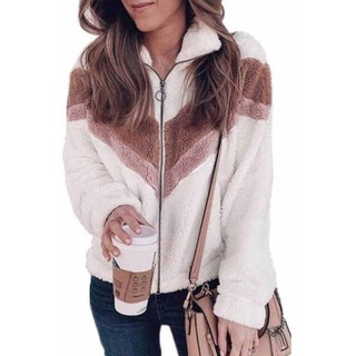 ASKSA Damen Sweatshirt Plüsch Oberbekleidung Langarm Winterjacke mit Reißverschluss Fleece Jacke, Khaki, 3XL