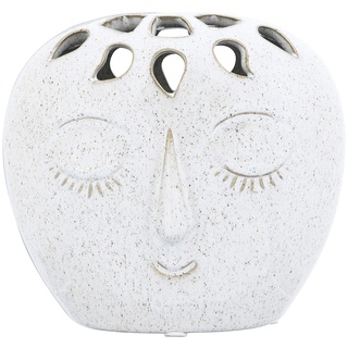 Bloomingville 5.75" H Stoneware with Multiple Openings, Embossed Face & Reactive Glaze Finish (Each one Will Vary) Vase, grau