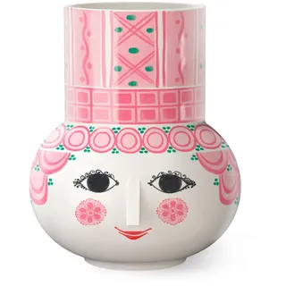 BJÖRN WIINBLAD Olga Vase Keramik pink glasiert Ø ca 15 cm Höhe 15 cm, dekorative Blumenvase mit Gesicht Design, skandinavisches Wohnaccessoire