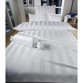 Curt Bauer Mako-Brokat-Damast Bettwäsche Como weiß, 135x200 cm+80x80 cm