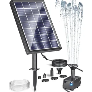 Biling 3,5W Solar Springbrunnen für Außen Gartenteiche bis 600L ohne Akku | Leise 200l/h Teichpumpe Solar, Wasserleitung, 6 Düsen Solarbrunnen für Draussen DIY Wasserspiel Vogeltränke Planschbecken