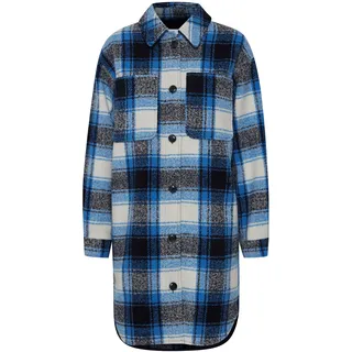 ICHI Hemdjacke IHELISABETTE JA 20116743 Lange Hemdjacke kariert in blau | Gr.: L