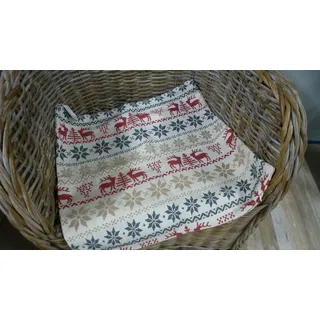 Sander Tischdecken 130 cm x 170 cm Rifugio Hirsch Eiskristalle hellbeige rot