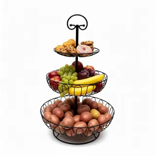 Relaxdays Obst Etagere 3 Etagen Schwarz