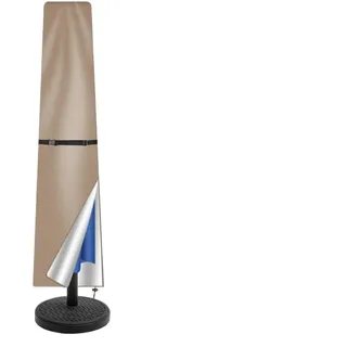 ZGCrumphant Sonnenschirmhülle Gerade Sonnenschirmabdeckung, wasserdicht, UV-beständig, Winddicht, große Schutzhülle for Terrassenschirm mit Teleskopstange und Reißverschluss(Khaki,190cm)