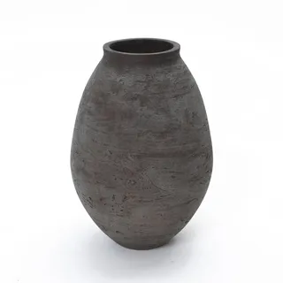 Hometopia Vase Groß Braun 32,5 cm – Rustikale Betonvase im Wabi-Sabi Stil, Große Bodenvase aus Zement für Pampasgras & Trockenblumen, Handgefertigte Dekovase