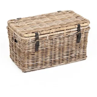 LebensWohnArt Truhe Rattan Truhe RESSY Grey ca. L70cm Couchtisch