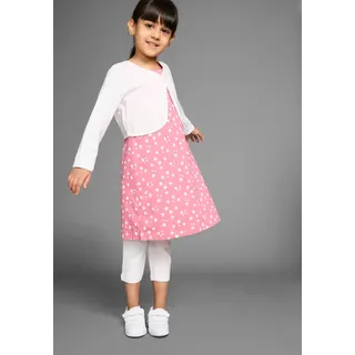 Kidsworld Bolero, Kleid & Leggings in pink / weiß | Gr.: 128/134