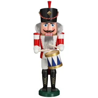 Seiffener Volkskunst Nussknacker Nussknacker Trommler rot/weiß aus dem Erzgebirge, Holzkunst aus dem Erzgebirge