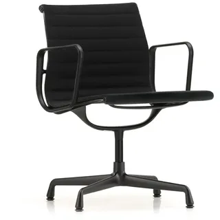 Vitra - EA 103 Stuhl beschichtet tiefschwarz mit Armlehnen, Hopsack nero (Filzgleiter)