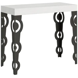 Itamoby Ausziehbare Konsole 90x40/196 cm Karamay Small Premium White Ash Anthrazitrahmen