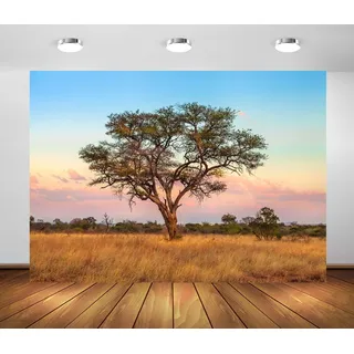 BELECO 1.5x1m Afrika-Safari-Hintergrund Afrikanischer Baum der afrikanischen Savanne im Serengeti-Wildtiergebiet von Tansania Ostafrika Hintergrund Safari-Partydekorationen Fotoshooting-Requisiten