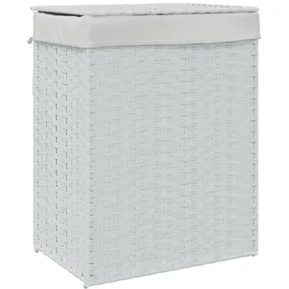 vidaXL Wäschekorb mit Deckel Weiß 46x33x60 cm Poly Rattan