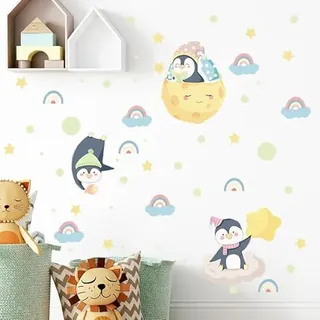 Wandsticker Kinderzimmer Wandtattoo Giraffe Wandaufkleber Sticker Mädchen Hase Pinguin Wandaufkleber Spielzimmer Elefant Kinderzimmer Deko Aufkleber (Pinguin)
