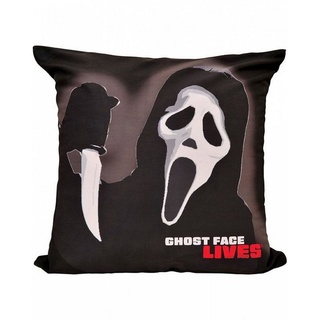 Tagesdecke Ghost Face Lives Kissenhülle als Halloween Wohnacc, Horror-Shop grau|rot|schwarz|weiß