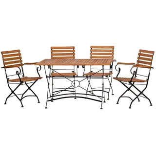 acamp Gartenlounge-Set Akazienholz Gartenmöbel Balkonset Klappmöbel schwarz, Garten Terrasse, (Set, 5-tlg., 4 Klappstühle, 1 Klapptisch), klappbar, platzsparend, FSC-Holz, Teaköl-Finish, witterungsbeständig schwarz