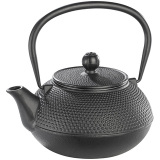Rosenstein & Söhne Kanne: Asiatische Teekanne aus Gusseisen, 0,9 Liter, für säurearme Teesorten (Chinesische Teekanne Gusseisen, Teekanne mit Sieb Gusseisen, Wasserkocher)
