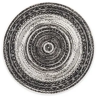 DomDeco Teppich In- und Outdoor-Teppich Rund Vortex 120x120cm für Innen und Außen schwarz