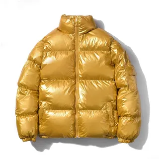 Stilvolle Herren Steppparkas, Winter Warm Glänzend Puffer Outwear Jacken für den Alltag (XL Gold)