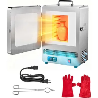 Vevor elektrischer Schmelzofen 1650 W digitaler Schmelzofen, elektrischer Brennofen mit max. Temperatur 1200 °C für Wachsausschmelzguss Ton-DIY Metallglühen Keramikbrennen PID-Temperaturregelung