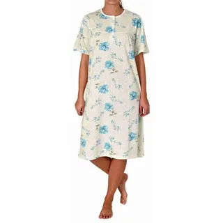 Normann Nachthemd Elegantes frauliches Damen kurzarm Nachthemd mit Knopfleiste am Hals blau 44-46