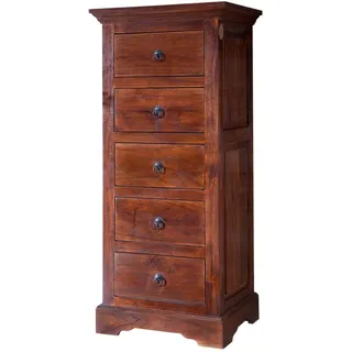Holzkommode Sideboard schmal hoch 54x122cm Akazie Holz massiv braun kolonial