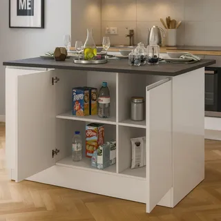Dmora Unterschrank Kücheninsel Patrizio 155 x 90 x 90 cm Weiß