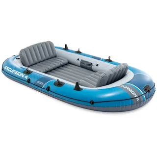 Intex Schlauchboot Excursion 4 Blau inkl. Pumpe und Alu-Paddel