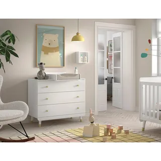 Vipack Babymöbel-Set, best. aus Schubladen-Kommode und Wickelaufsatz, Ausf. Weiß weiß