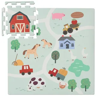 Relaxdays Puzzlematte, 21tlg. Baby Spielmatte, Farm-Motiv mit Tieren, schadstofffreier Schaumstoff, Kindermatte, bunt