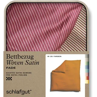 Bettbezug SCHLAFGUT "Woven Satin Fade mit feinen Streifen" Bettbezüge Gr. B/L: 200 cm x 200 cm, bunt (yellow deep, red mid) Mako-Satin-Bettwäsche