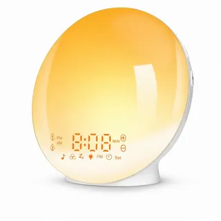 Kityhome Tageslichtwecker Tageslichtwecker mit Sonnenaufgang, 2 Weckzeiten, 7 Naturtöne 7 Naturtöne,11 Farben,20 Helligkeitsstufen weiß