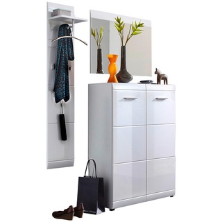 Carryhome Garderobe, Weiß, 3-teilig, 135x200x36 cm, Garderobe, Garderoben-Sets