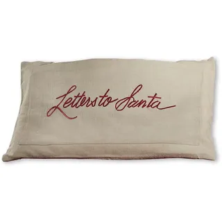 Loberon Kissenhülle Welenzas, beige/rot | mit gesticktem Lettering und charmanter Fronttasche - weihnachtliche Textilien - Weihnachtsdeko - Weihnachten